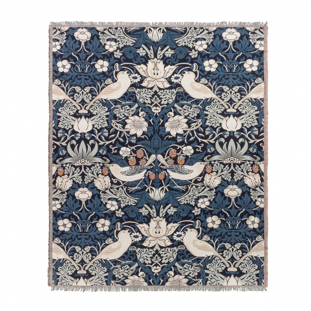 Strawberry Thief 140x170 Throw Indigo - image 3