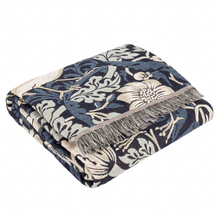 Strawberry Thief 140x170 Throw Indigo - image 7