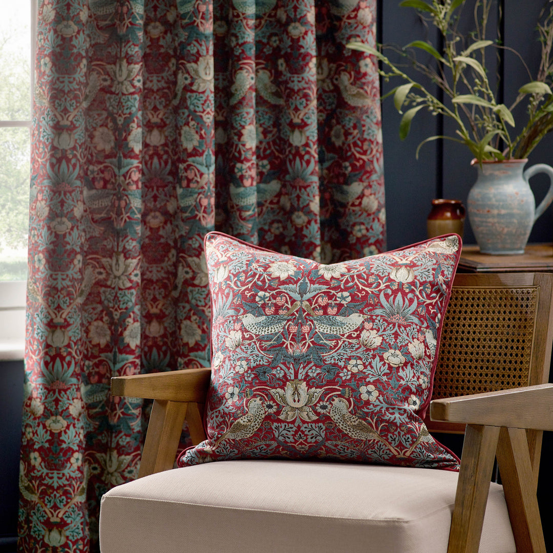 Strawberry Thief Jacquard 55x55 Cushion Case Berry