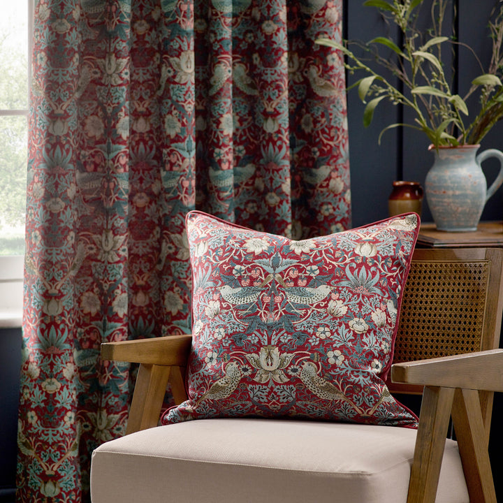 Strawberry Thief Jacquard 55x55 Cushion Case Berry