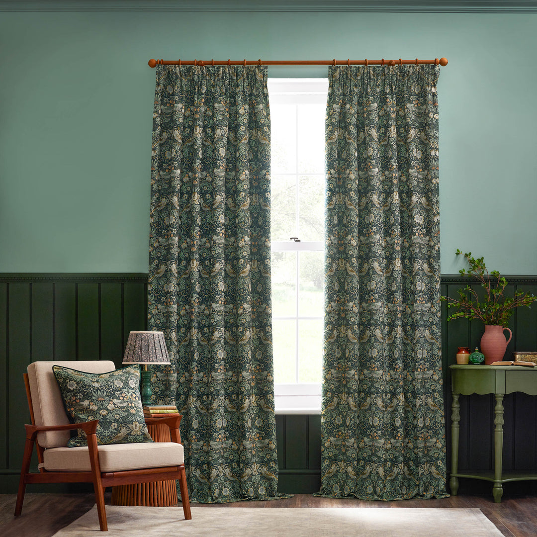 Strawberry Thief Jacquard 55x55 Cushion Case Forest Green - image 6