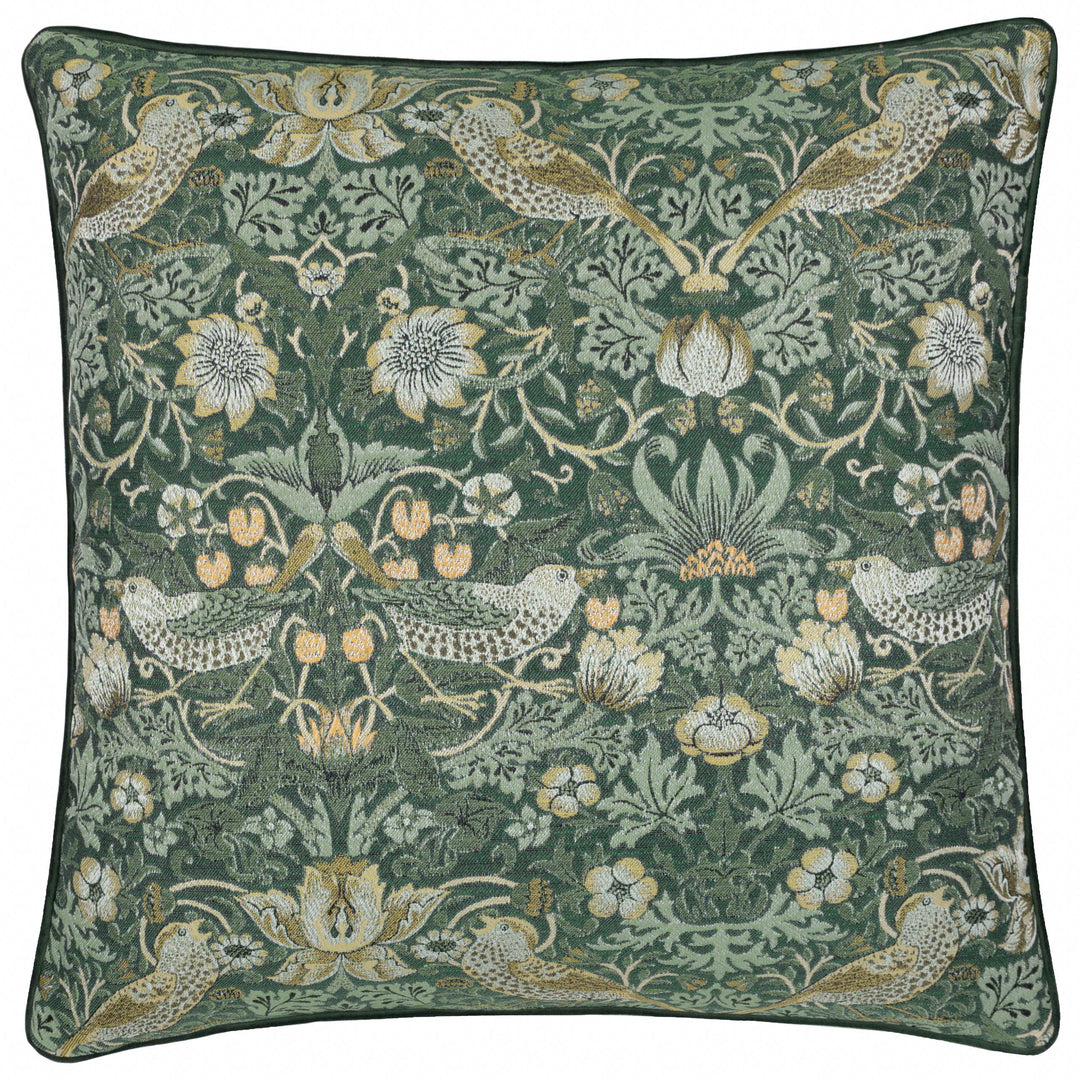 Strawberry Thief Jacquard 55x55 Cushion Case Forest Green - image 2