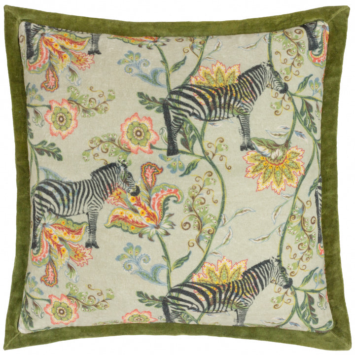 SUNDARA 50X50 CUSHION CASE ECRU/GREEN