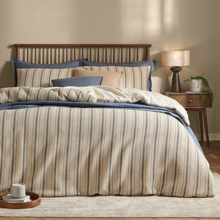 Selby Waffle Super King Duvet Set Coal / Natural