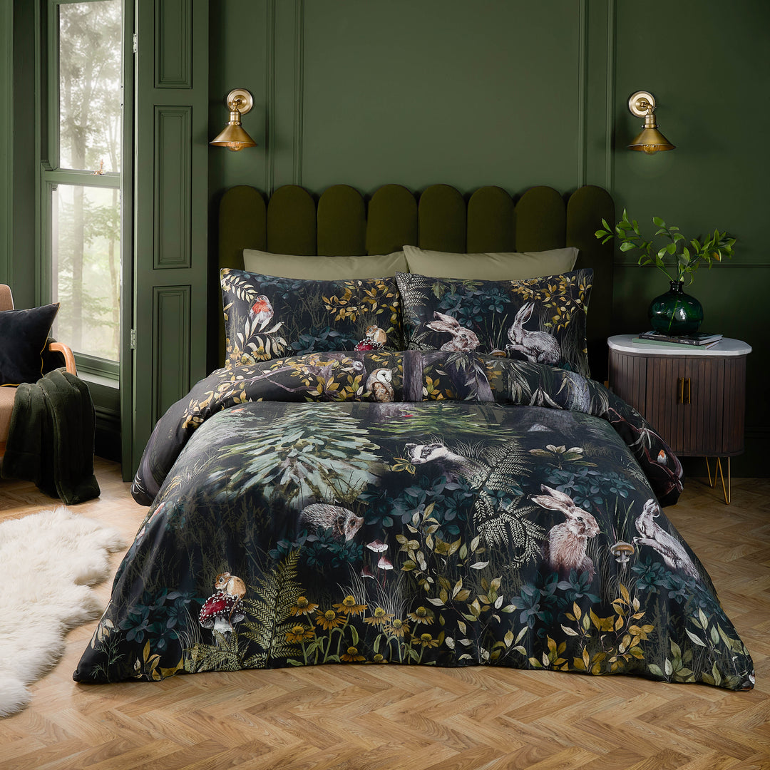 Sherwoodforest Super King Duvet Set Forest Green/Black