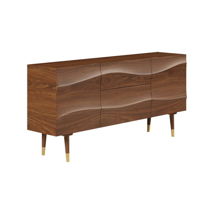 Wavy Mid-Century Walnut Sideboard