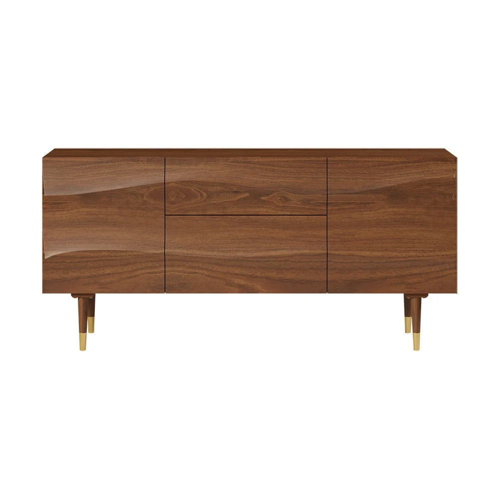 Wavy Mid-Century Walnut Sideboard