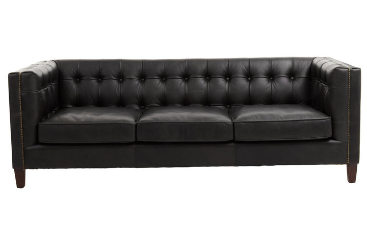 Phoenix Three Seater Antique Ebony Leather Sofa
