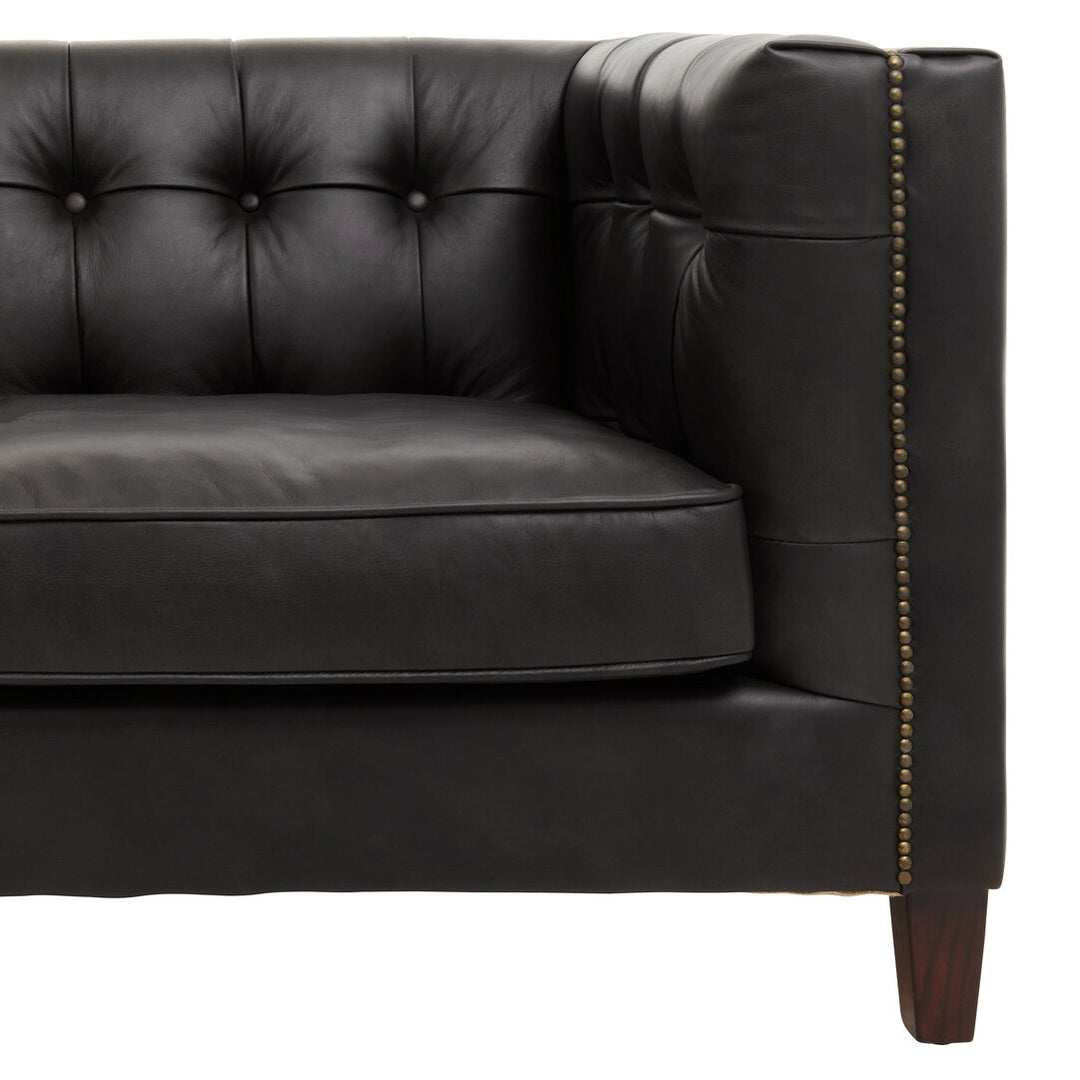 Phoenix Three Seater Antique Ebony Leather Sofa