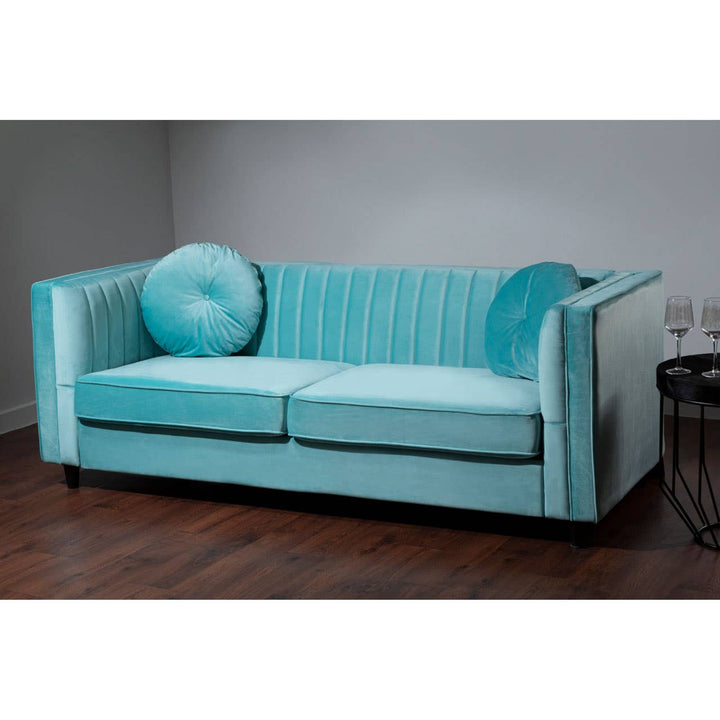 Finch Three Seater Pastel Green Velvet Sofa