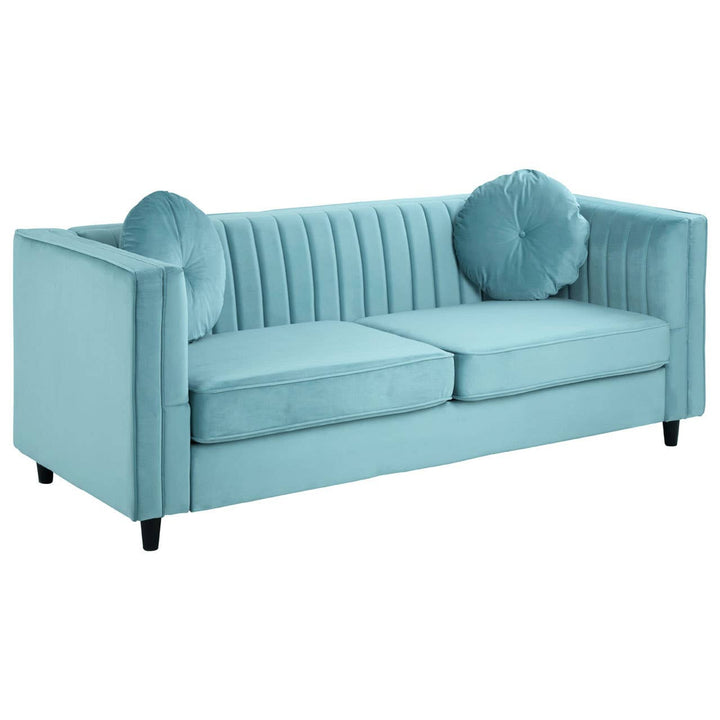 Finch Three Seater Pastel Green Velvet Sofa
