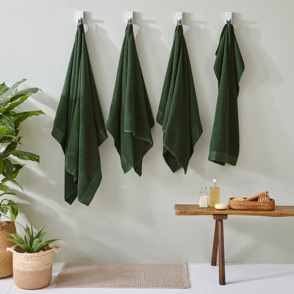 TEXTURED HAND TOWEL DARK GREEN