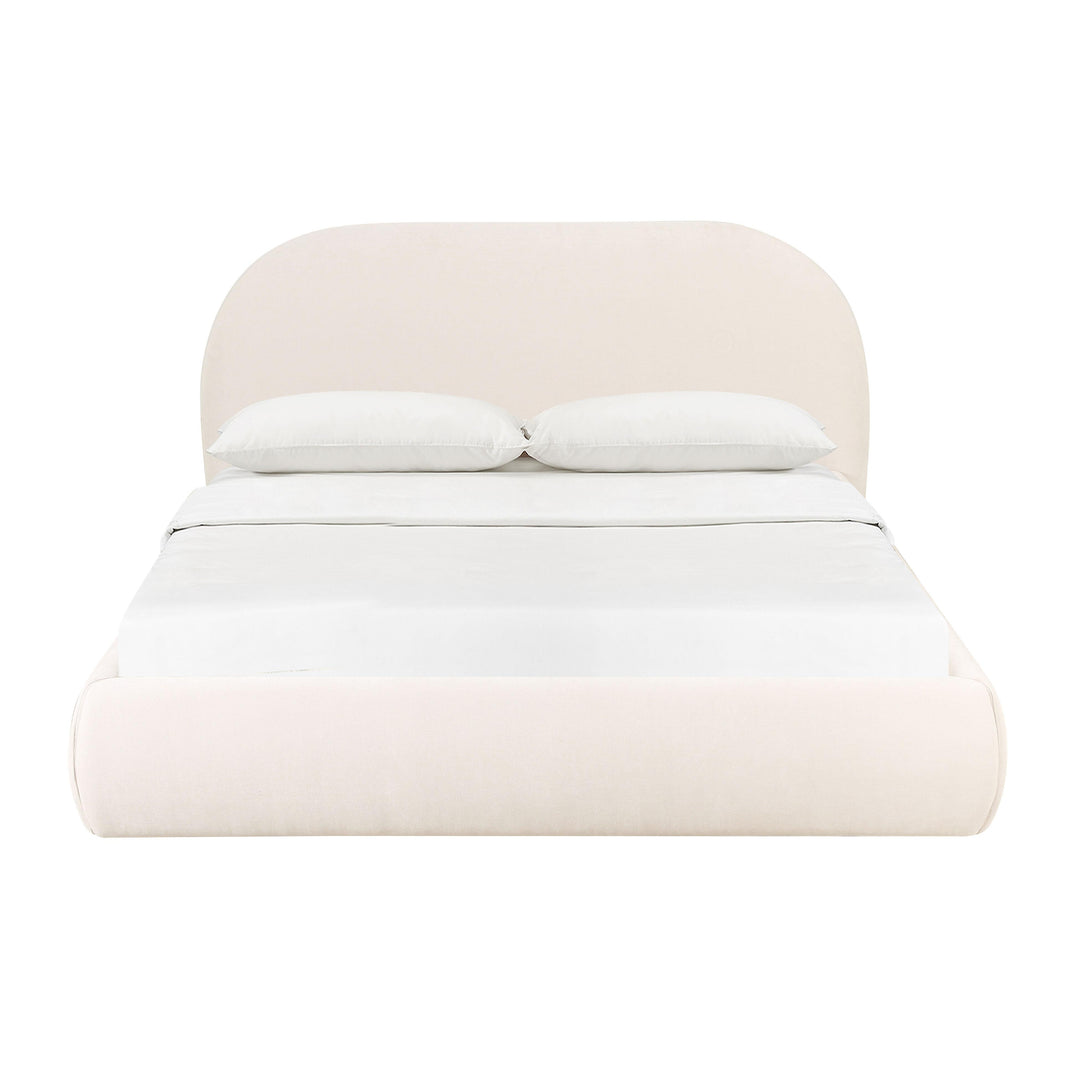 Bara Cream Textured Velvet UK Super King Bed