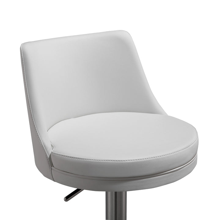 Reagan White and Silver Adjustable Stool