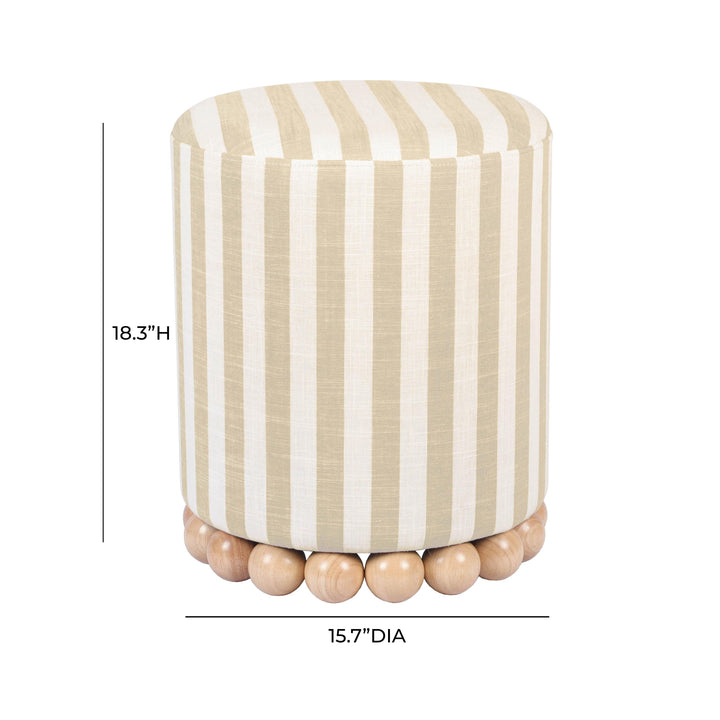 Dex Beige Striped Linen Ottoman