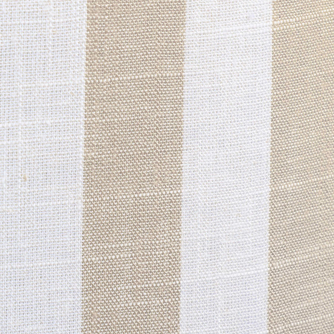 Dex Beige Striped Linen Ottoman