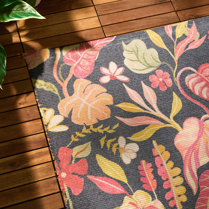 Tropical Bloom 120x170 Outdoor Rug Black - image 3