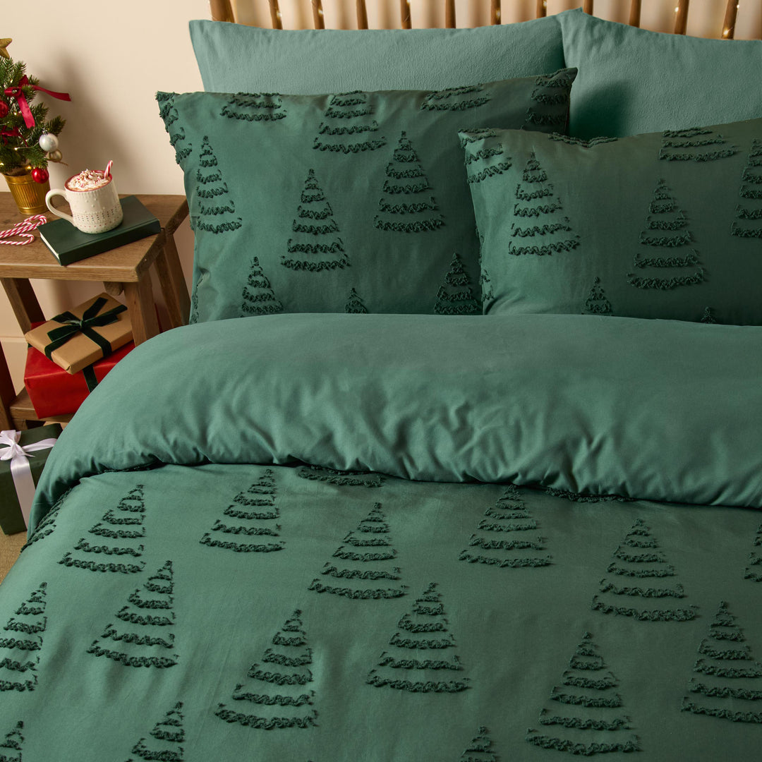 Trees Soft Tufted Single Duvet Set Green