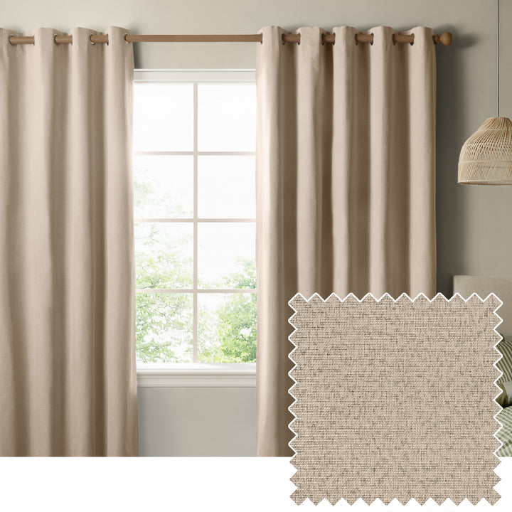The Ultimate Blackout 168x183 Eyelet Curtains Natural