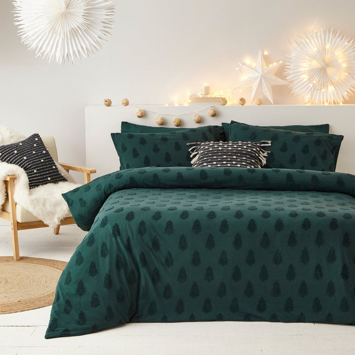 Tufted Tree Super King Duvet Set Pine Green - image 2