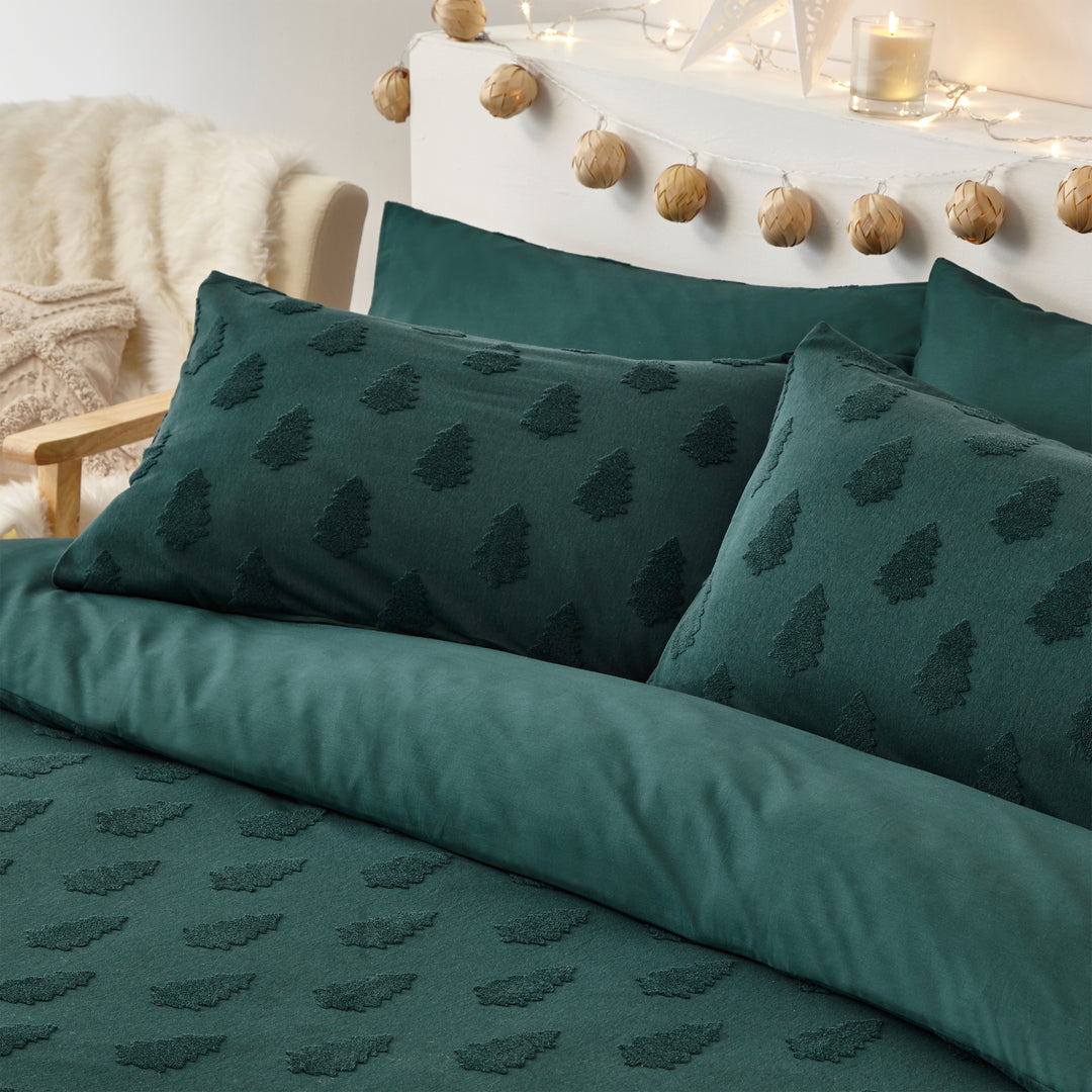 Tufted Tree Super King Duvet Set Pine Green - image 3