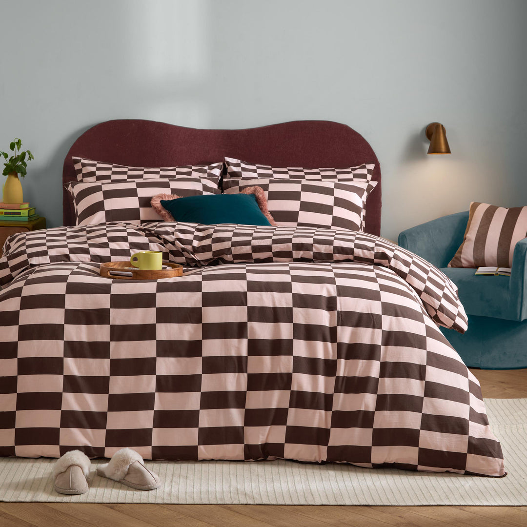 The Ultimate Checkerboard Single Duvet Set Berry Brownie - image 2