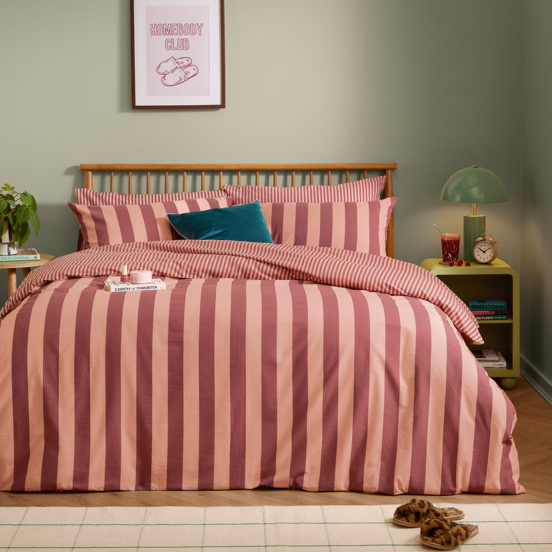The Ultimate Stripe Single Duvet Set Raspberry Smoothie - image 2
