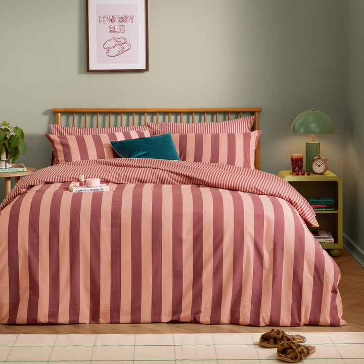 The Ultimate Stripe Single Duvet Set Raspberry Smoothie - image 2
