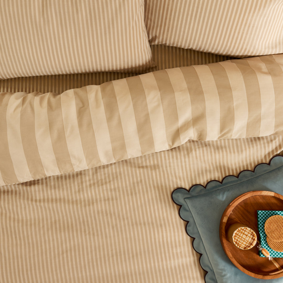 The Ultimate Stripe Double Duvet Set Caramel Latte - image 3
