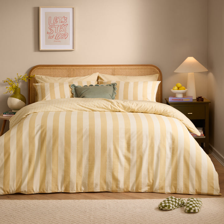 The Ultimate Stripe Double Duvet Set Custard Cream - image 2