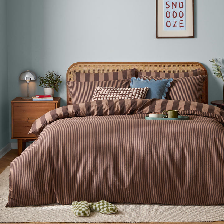 The Ultimate Stripe King Size Duvet Set Chocolate Truffle