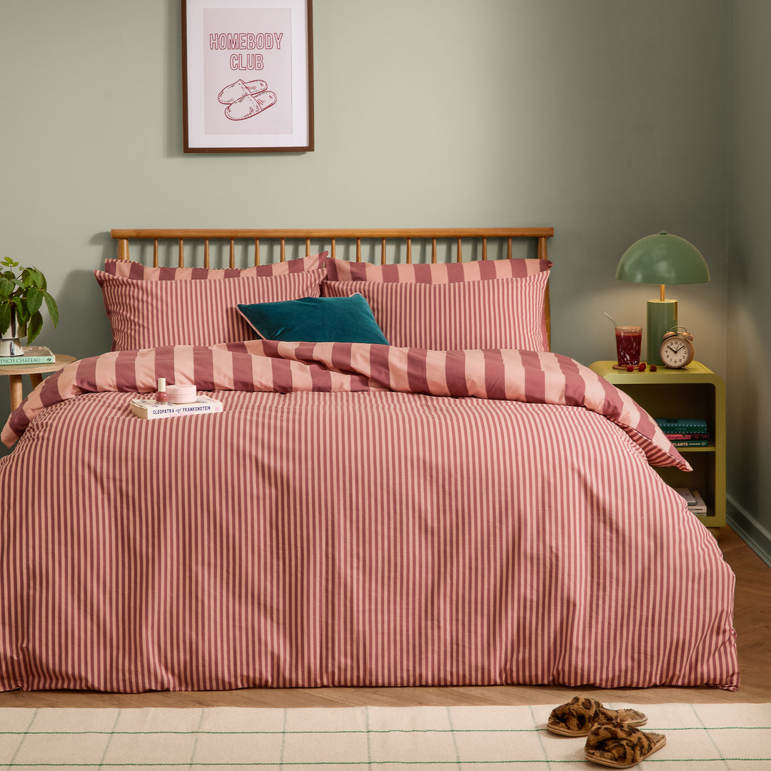 The Ultimate Stripe King Duvet Set Raspberry Smoothie