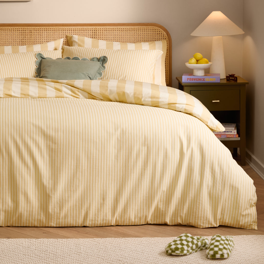 The Ultimate Stripe Super King Duvet Set Custard Cream