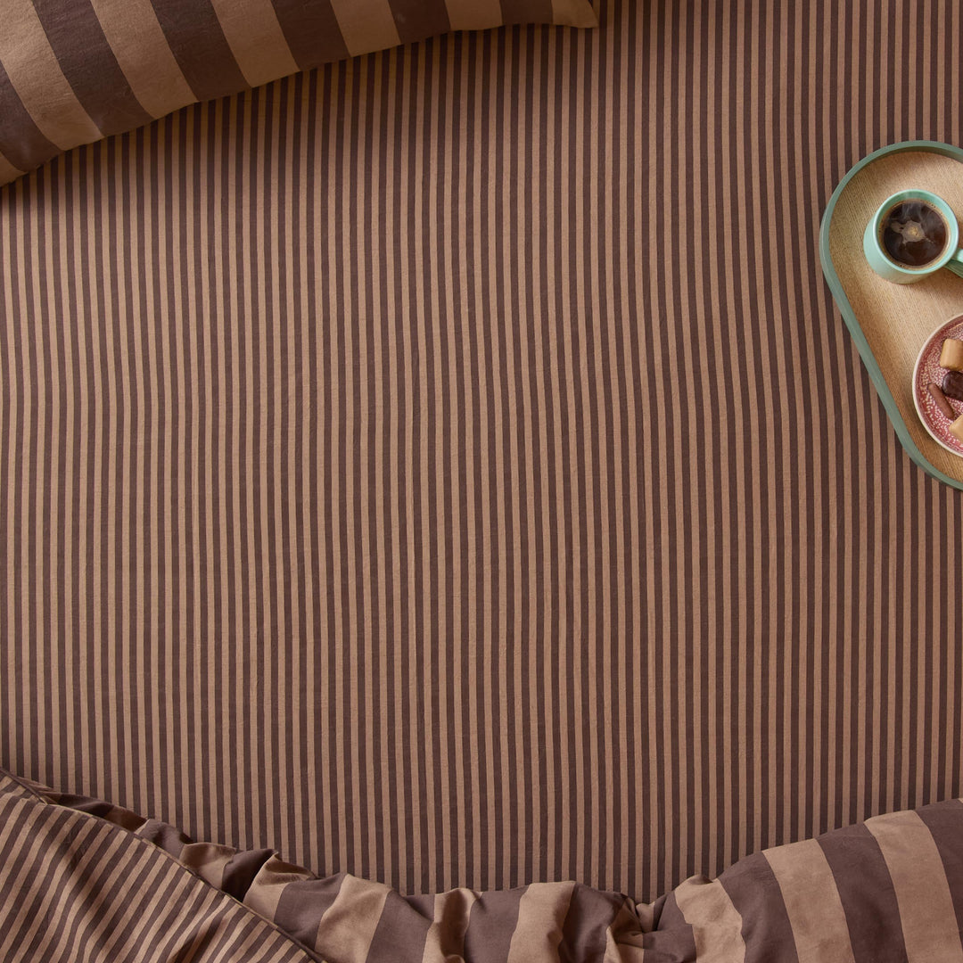 The Ultimate Stripe King Size Fitted Sheet Chocolate Truffle