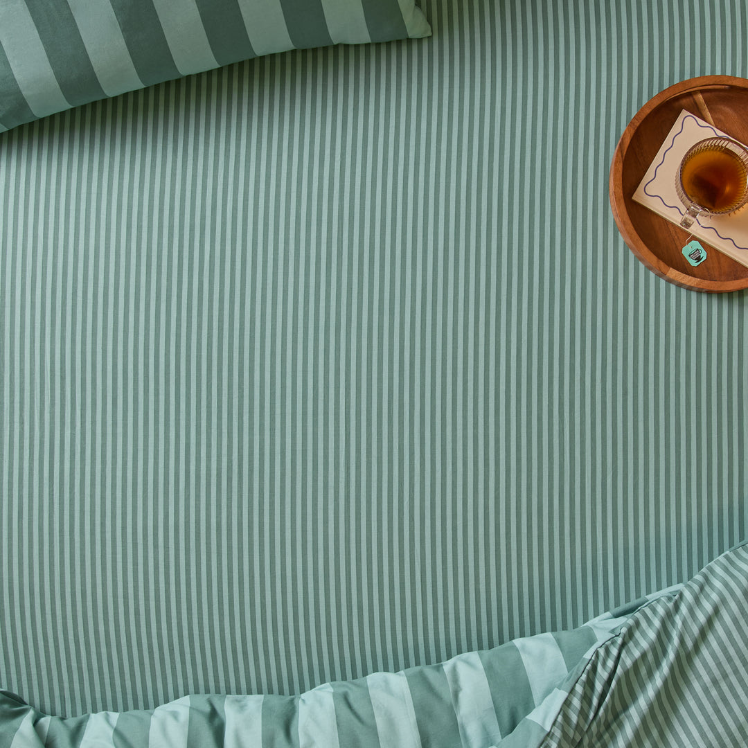 The Ultimate Stripe Super King Fitted Sheet Peppermint