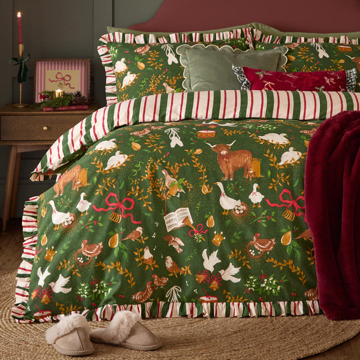 Twelve Days Frill King Duvet Set Green - image 4