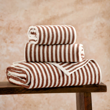 Striped Cotton Towels Pecan