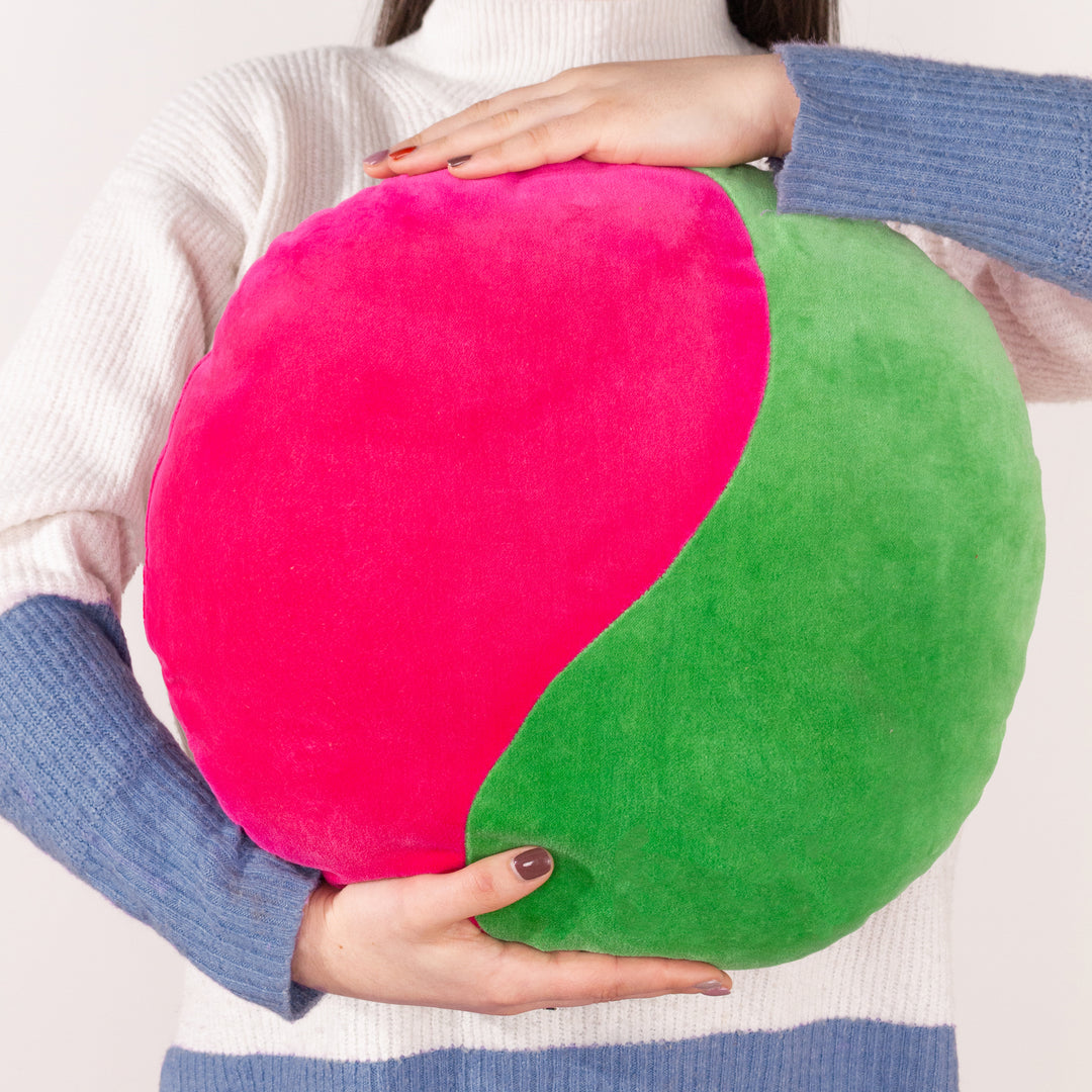 Unity 40cm Round Ready Filled Cushion Green/Pink
