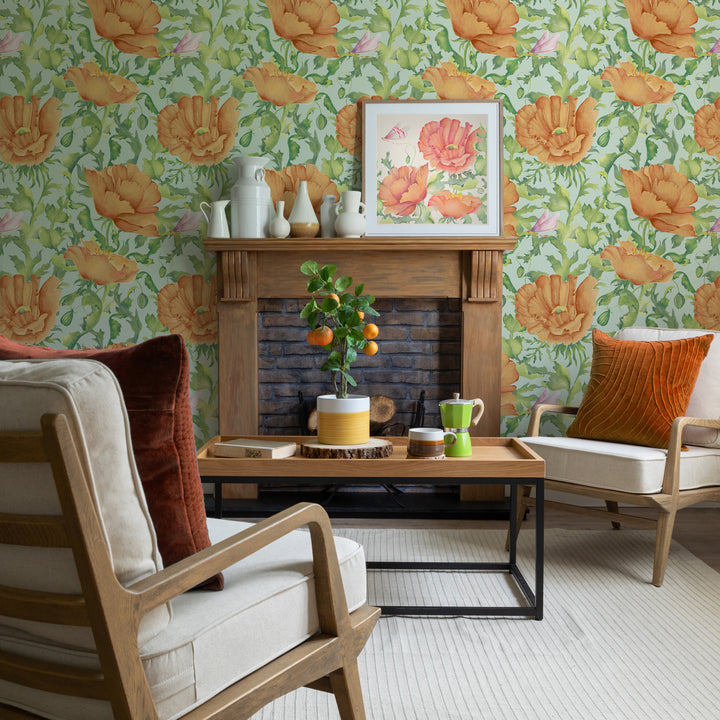 Valeria Wallpaper Tangerine Sample