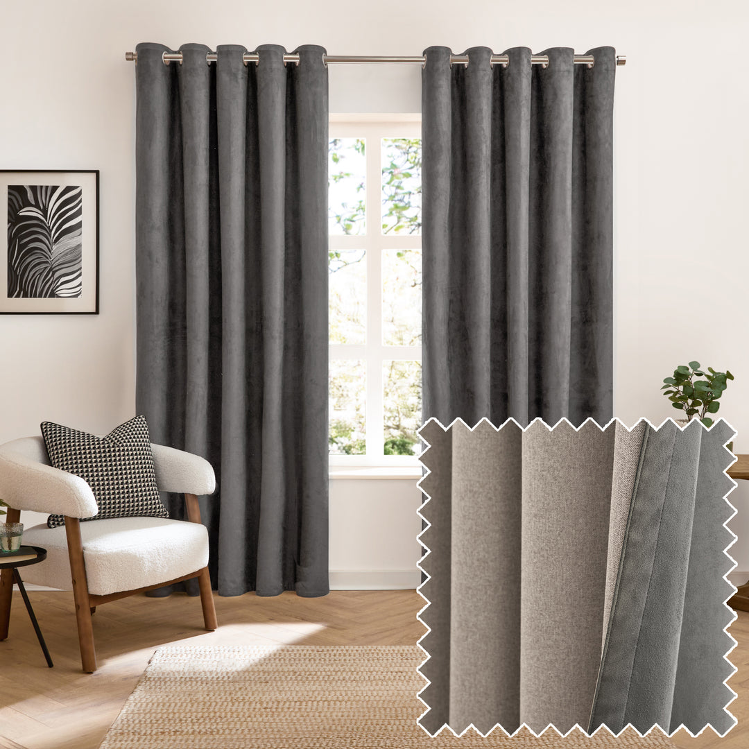 Verso 168x229 Blackout Eyelet Curtains Charcoal