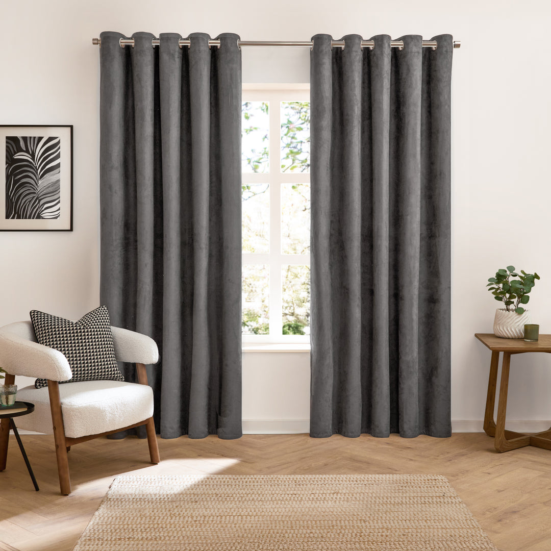 Verso 229x229 Blackout Eyelet Curtains Charcoal - image 2