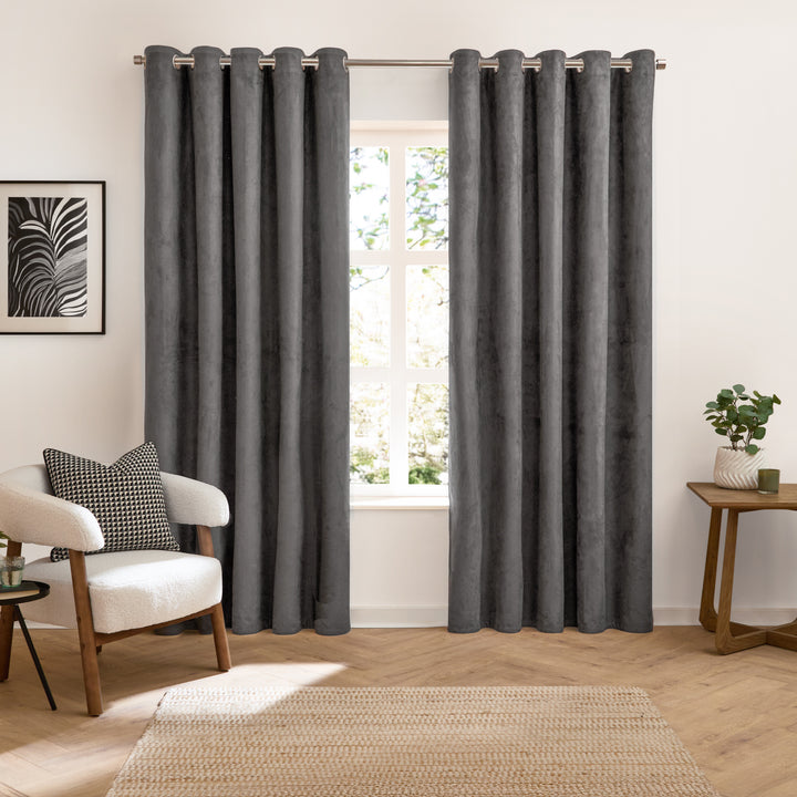 Verso 229x229 Blackout Eyelet Curtains Charcoal - image 2