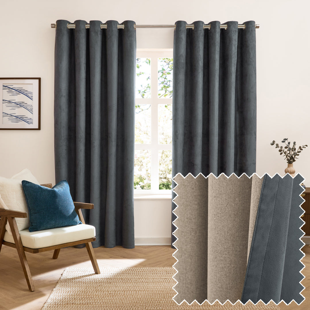 Verso 229x229 Blackout Eyelet Curtains Petrol