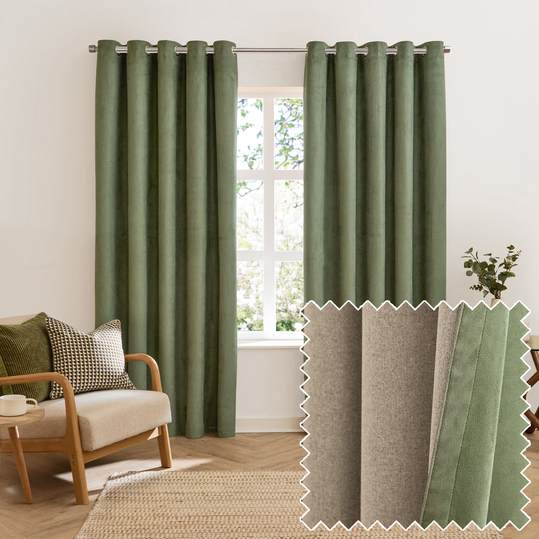 Verso 168x183 Blackout Eyelet Curtains Green