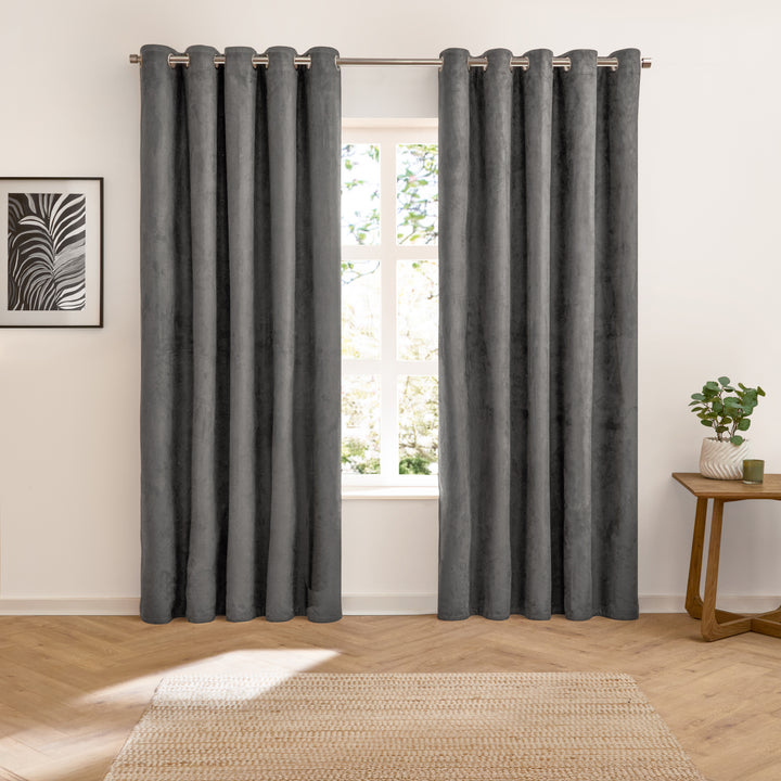 Verso 229x183 Blackout Eyelet Curtains Charcoal - image 6