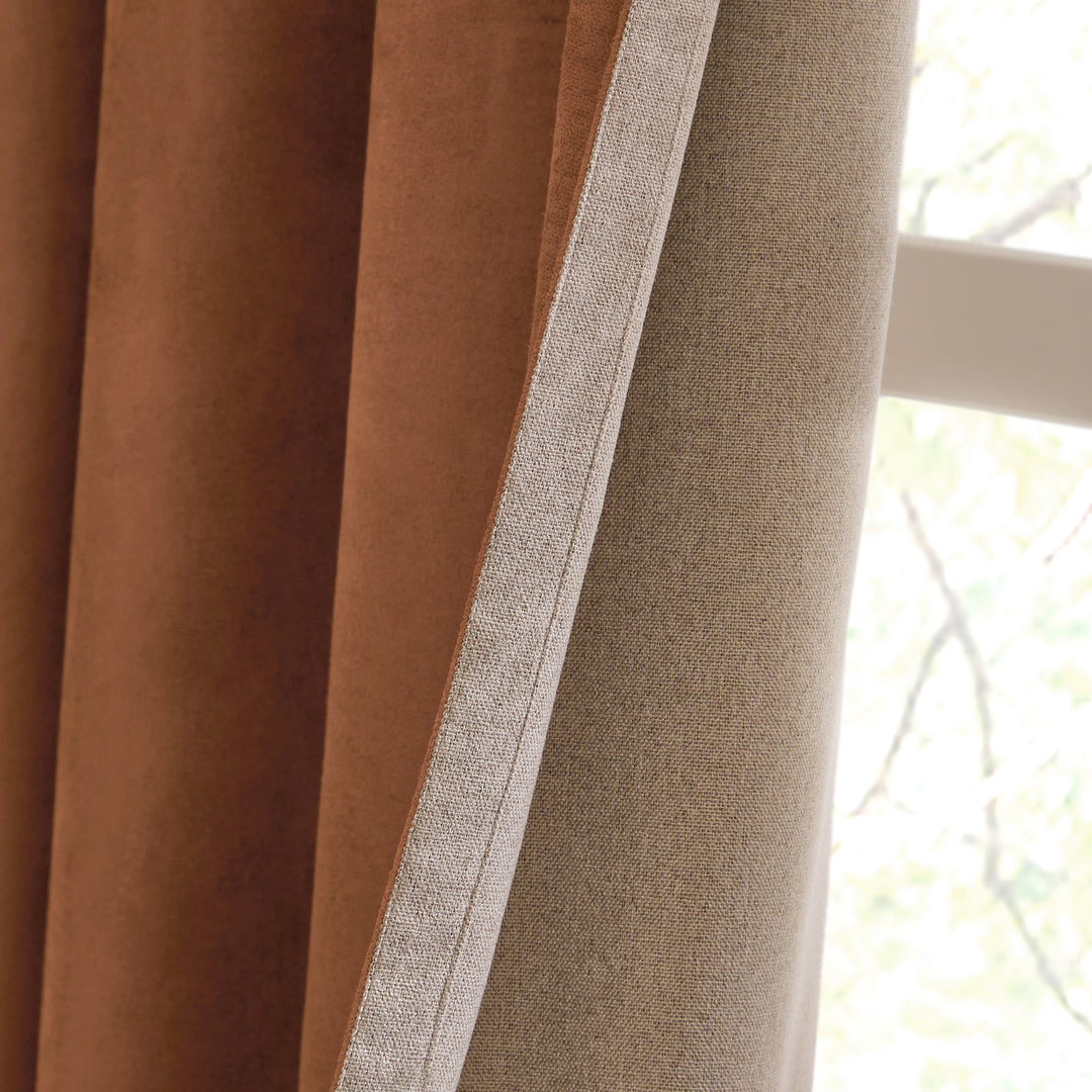 Verso 117x183 Blackout Eyelet Curtains Cinammon - image 3