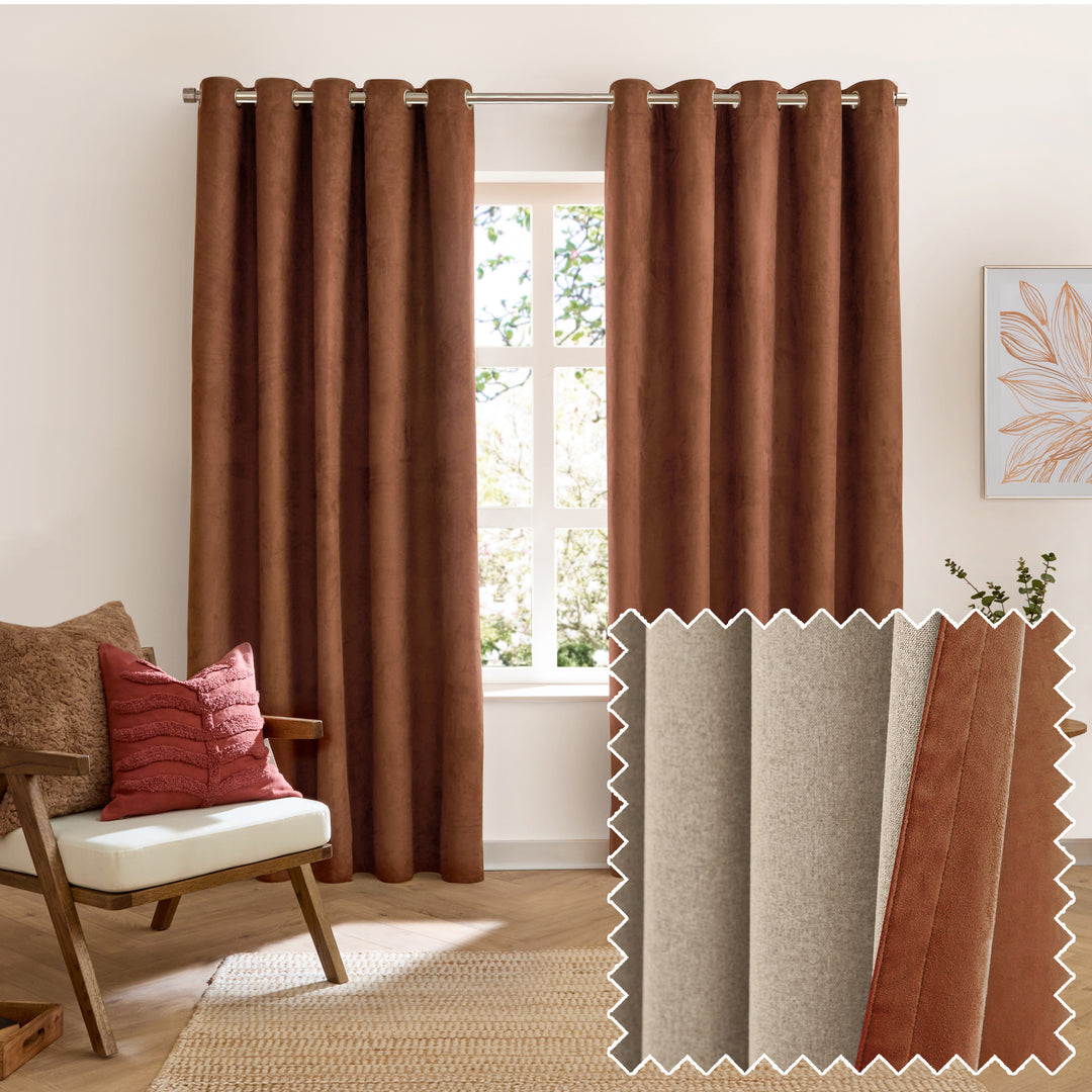 Verso 117x183 Blackout Eyelet Curtains Cinammon