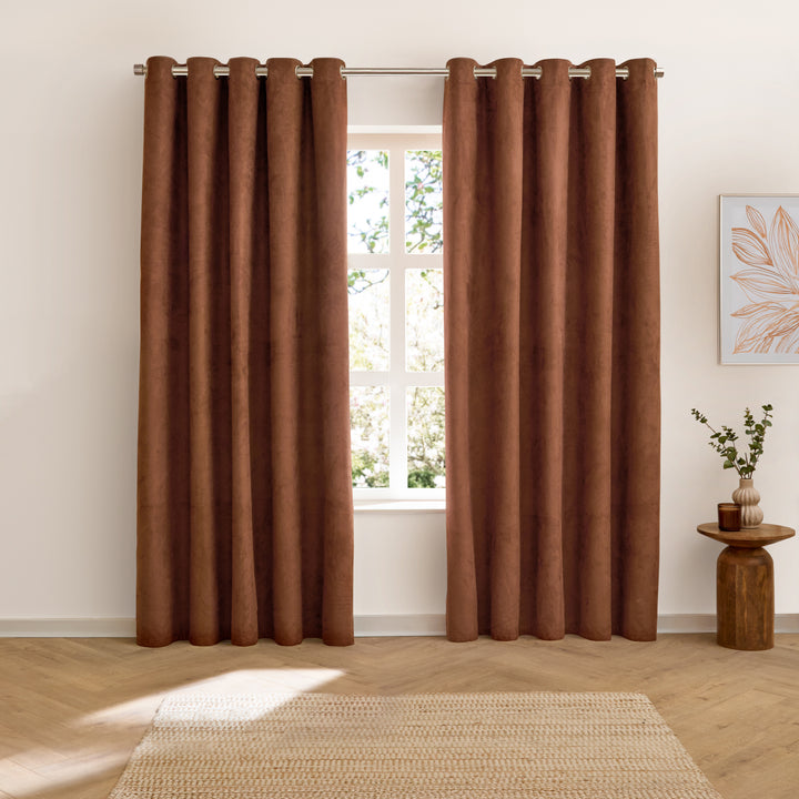 Verso 117x183 Blackout Eyelet Curtains Cinammon - image 6