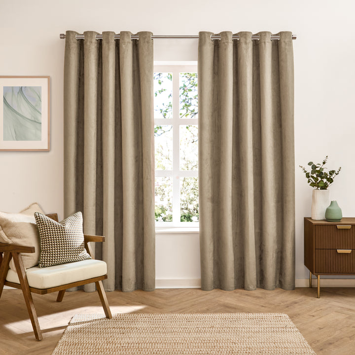 Verso 117x183 Blackout Eyelet Curtains Mocha - image 2