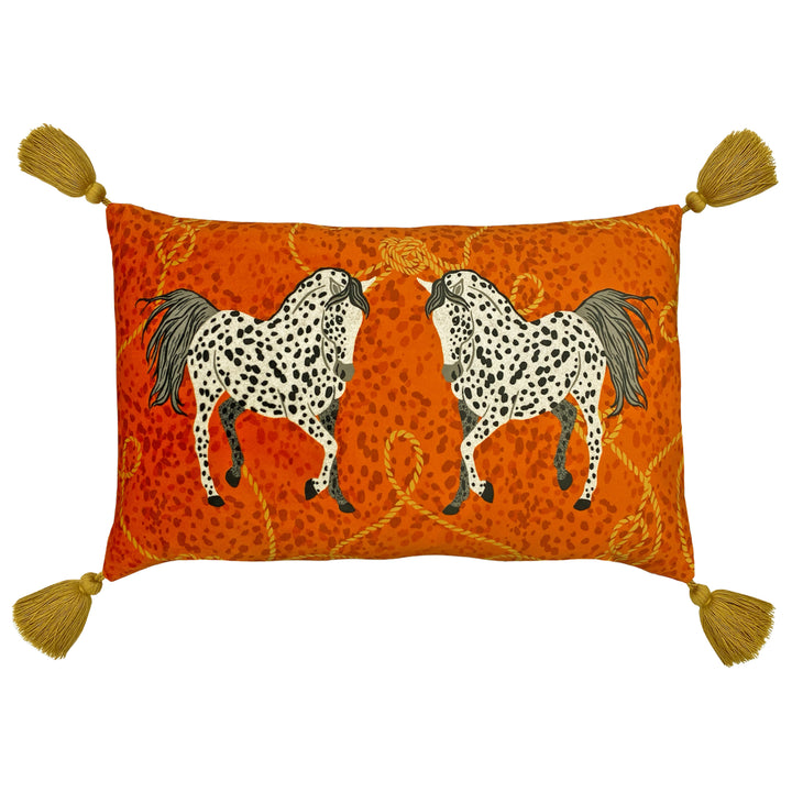 VIVID ANDALUCIAN HORSES 30X50 CUSHION CASE ORANGE